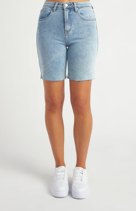 High Waist Cut Off Skinny Denim Shorts