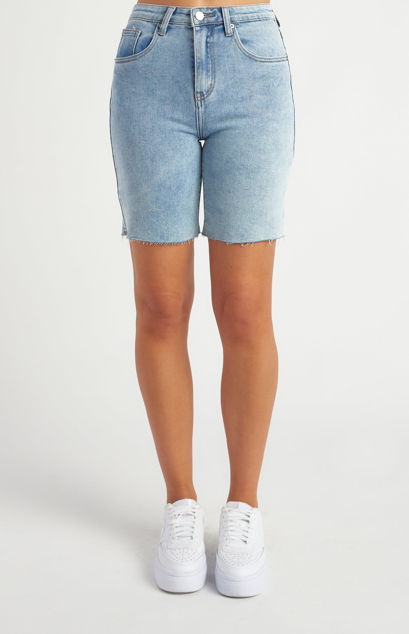 High Waist Cut Off Skinny Denim Shorts