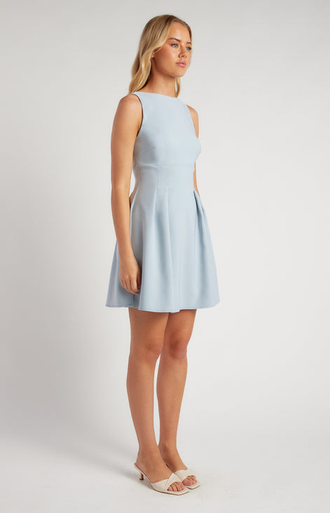 Stretch Fabric Cinched Waist Detail Mini Dress