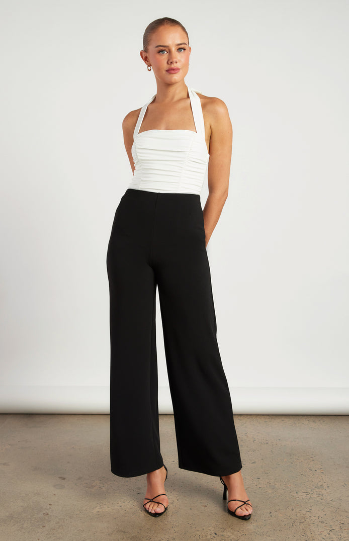 High Waisted Jersey Pants with Zip
