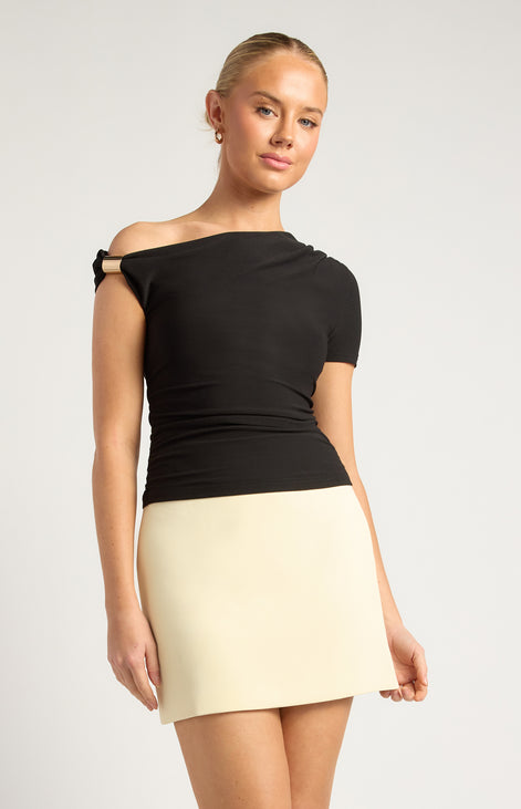 One Shoulder Gold Hardware Details Top