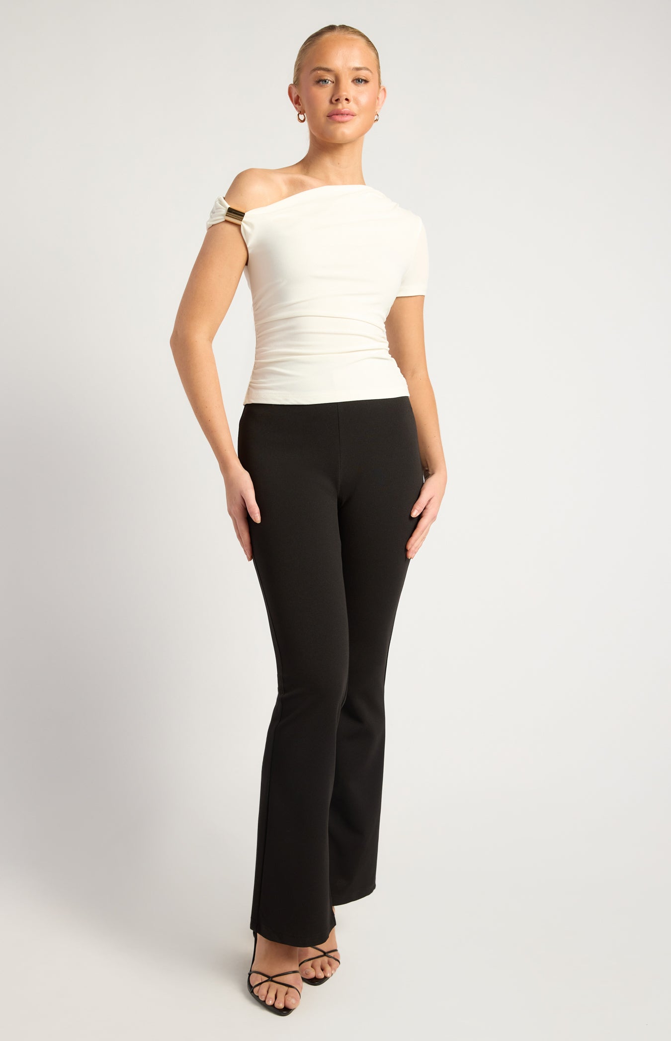 One Shoulder Gold Hardware Details Top